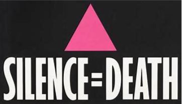 검은 바탕에 핑크색 삼각형, 흰 글씨가 도드라진 이미지. 다음은 텍스트 전문. silence equal death